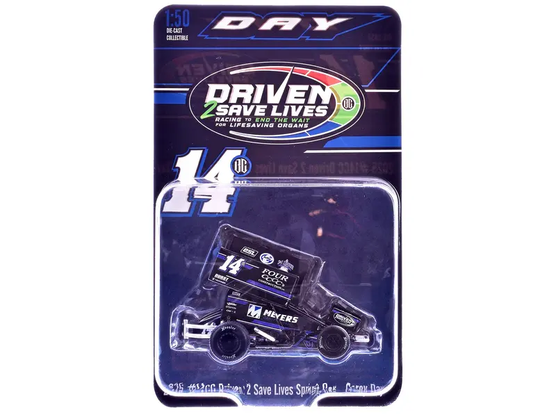 Winged Sprint Car #14CC Corey Day (Blue Version) "Driven 2 Save Lives" Jason Meyers Racing (2025) 1/50 Diecast Model Car by ACME