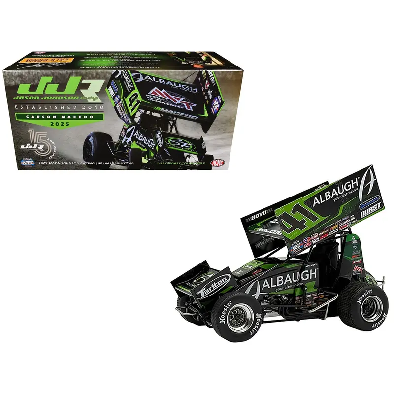 Winged Sprint Car #41 Carson Macedo "Albaugh" Jason Johnson Racing (2025) 1/18 Diecast Model Car by ACME