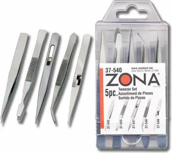 Zona 5Pc Asst Size Tweezer Set